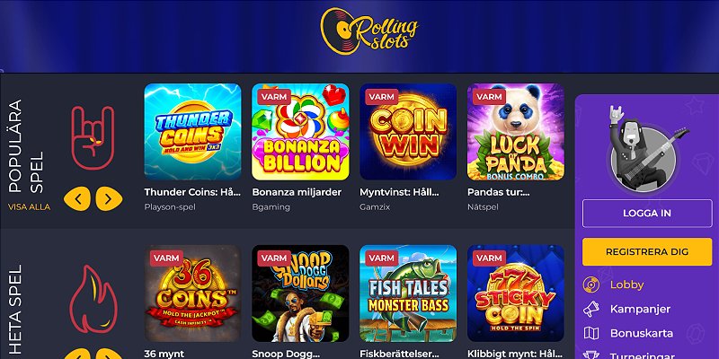 Rolling Slots – skärmdump av casinot