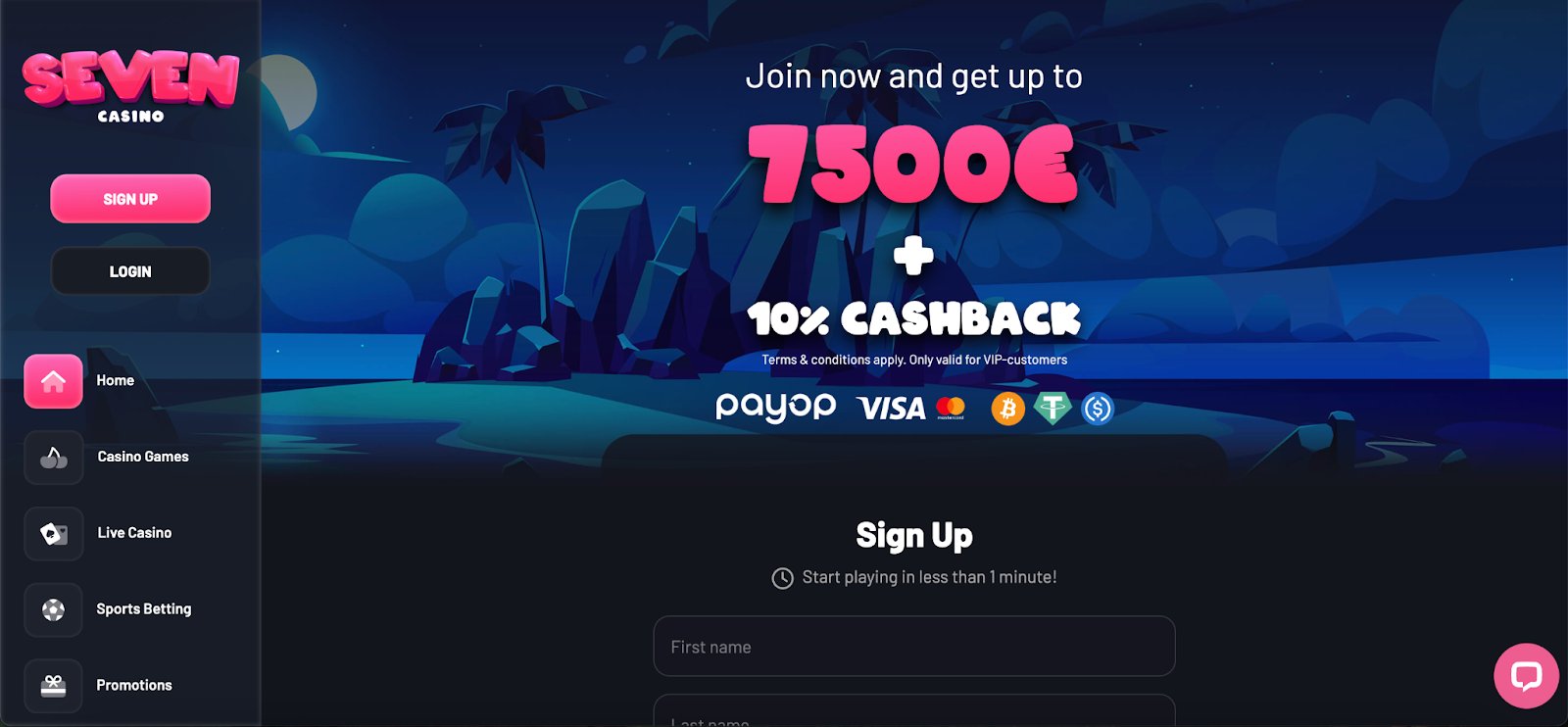 Seven Casino – skärmdump av casinot